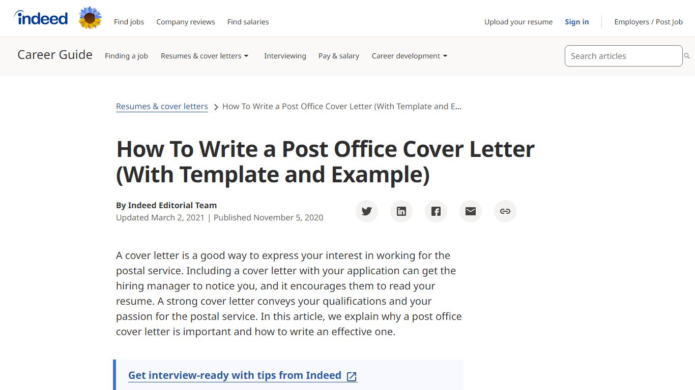 How To Write a Post Office Cover Letter (With Template and Example ...