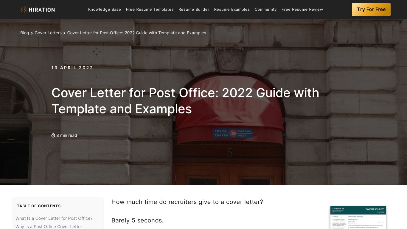 Cover Letter for Post Office: 2022 Guide with Template and Examples